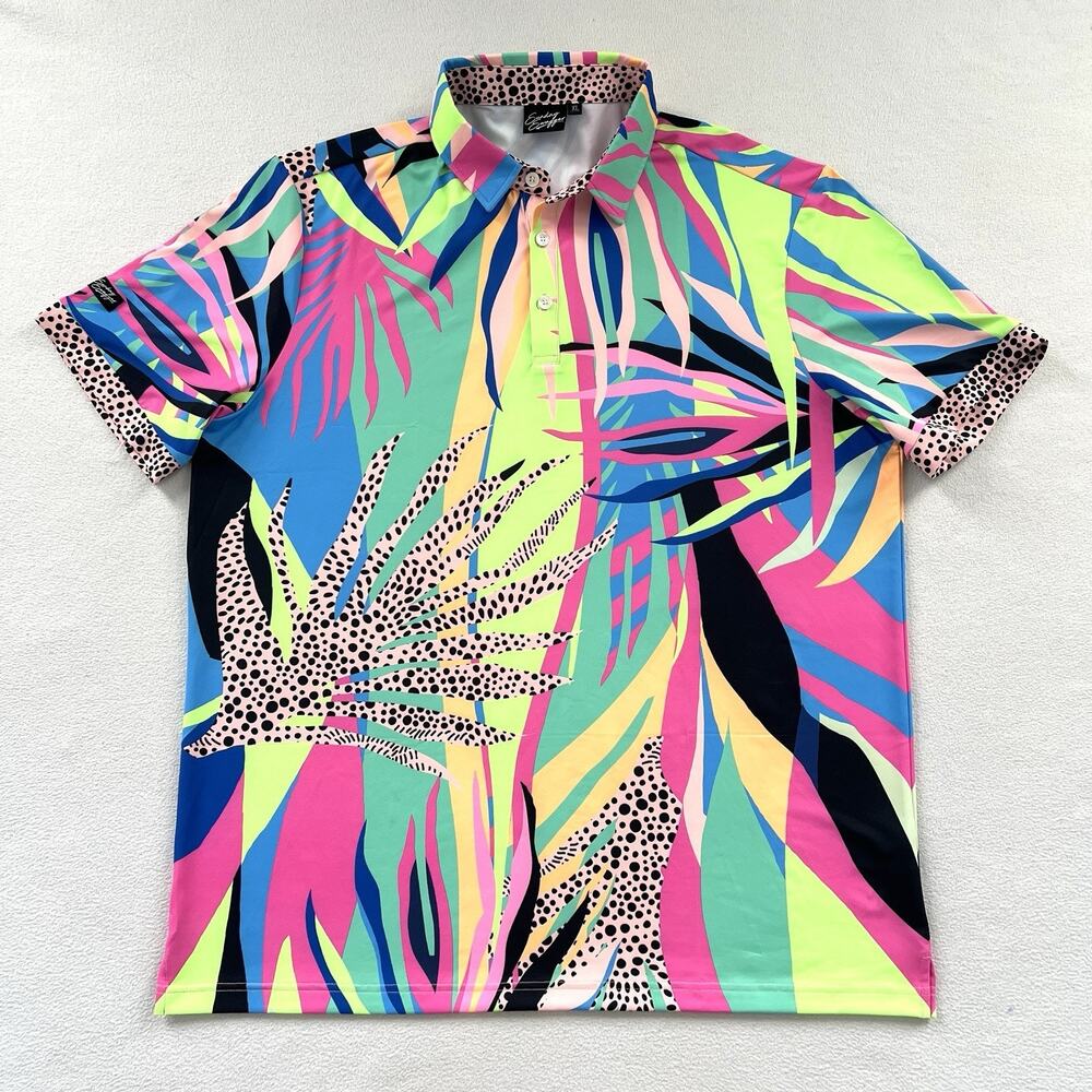 Sunday Swagger Lolla Multicolor Print Performance Signature Golf Polo Shirt XL